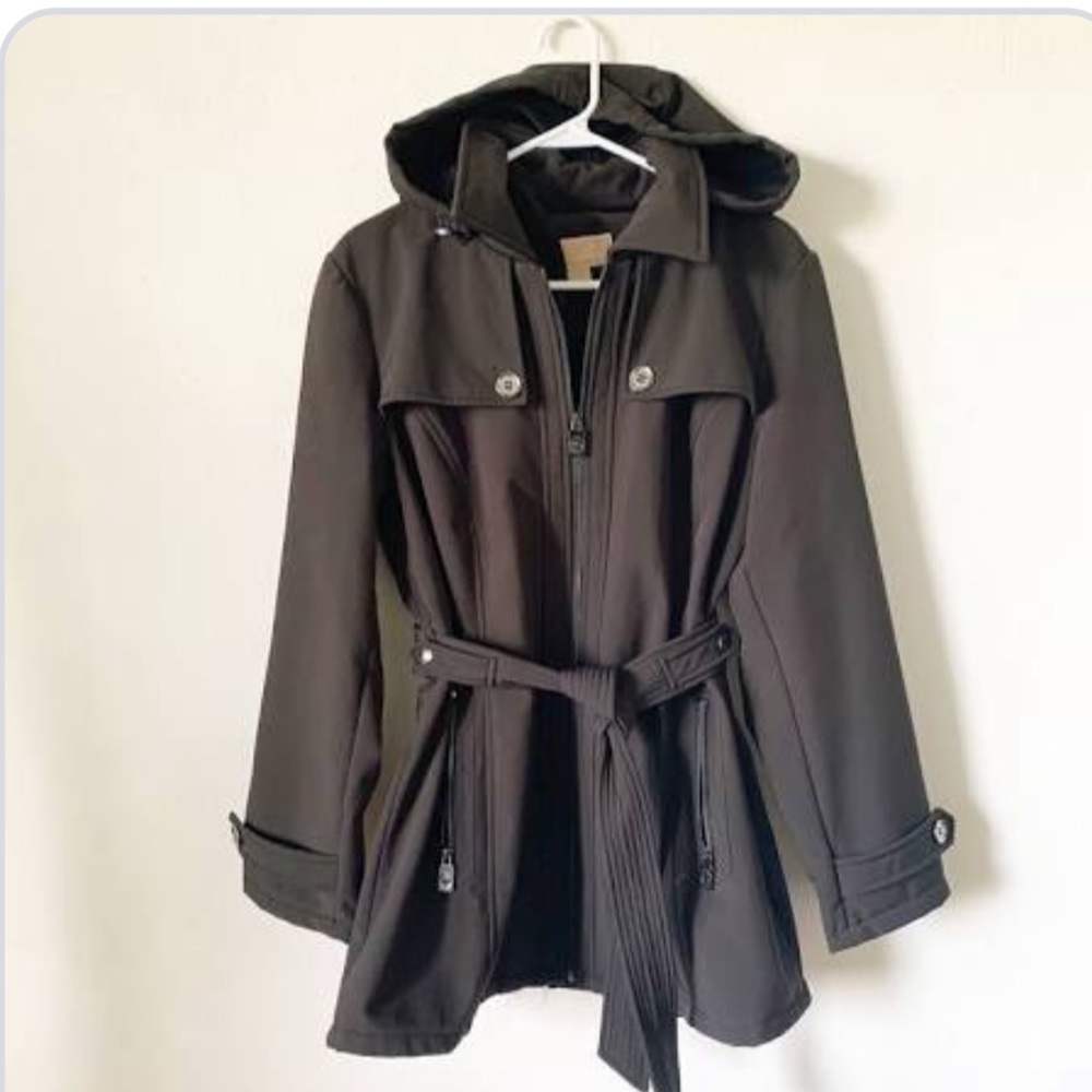 Micheal lots black zip up trench coat